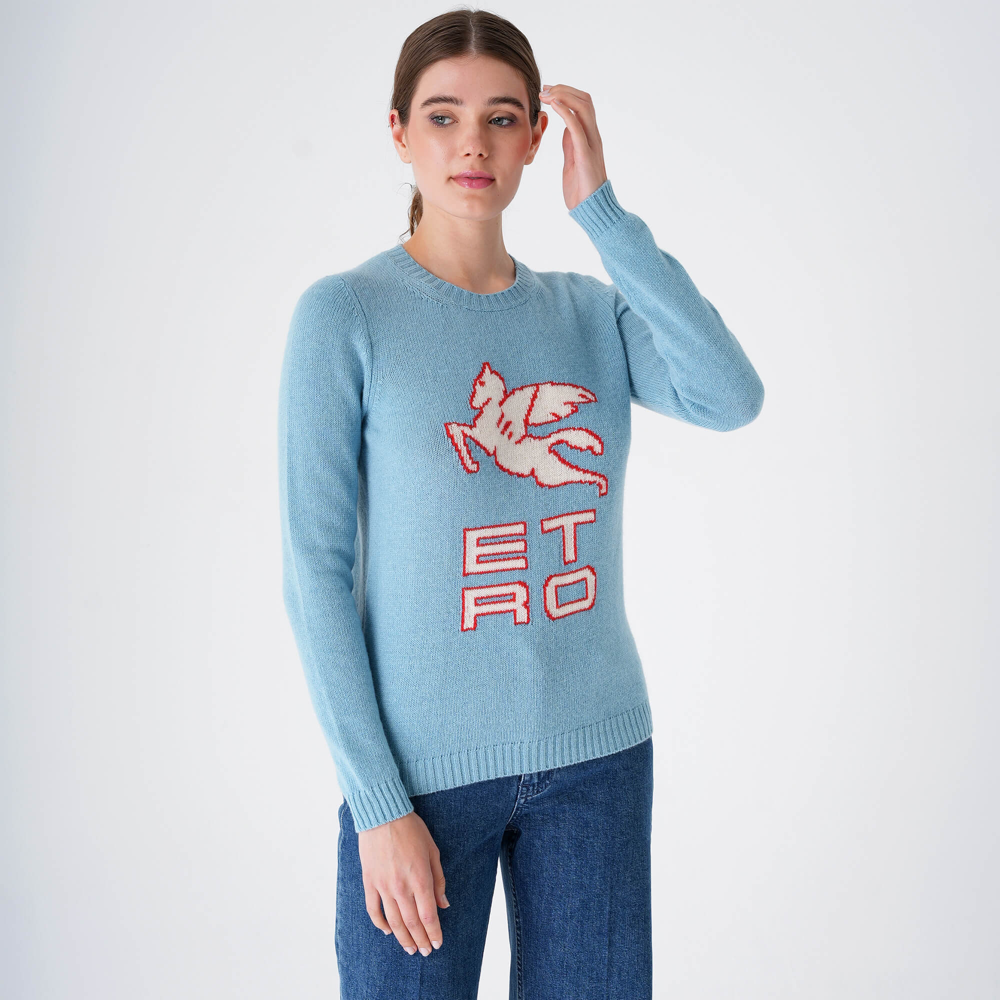 Etro-Blue Wool Icon Logo Sweater